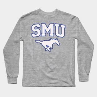 SMU Blue Logo & White Peruna Long Sleeve T-Shirt